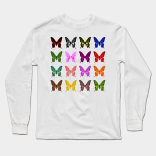 Butterfly collection in the style of a pinboard Long Sleeve T-Shirt